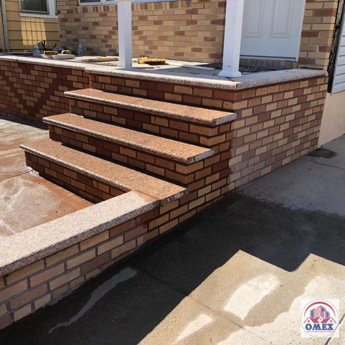 Brickwork for outdoor steps by Omex construction corp