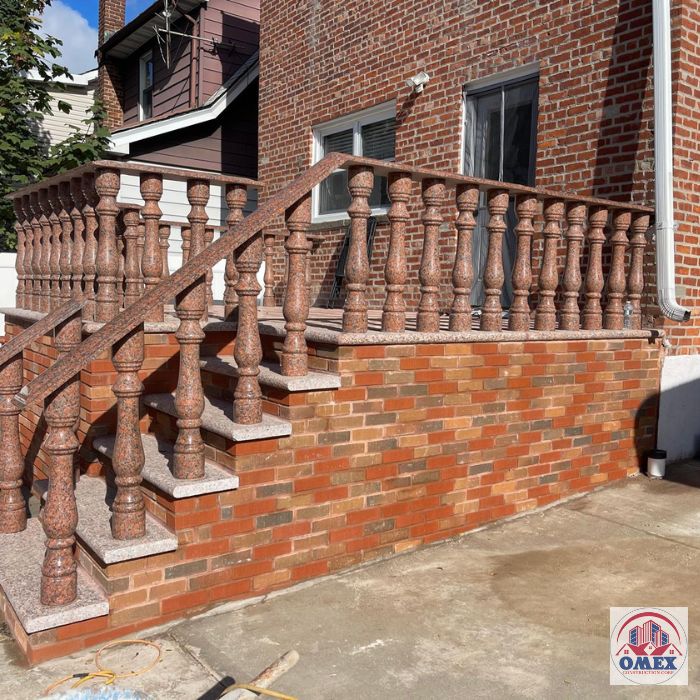 Brickwork for stairs by Omex Construction Corp.